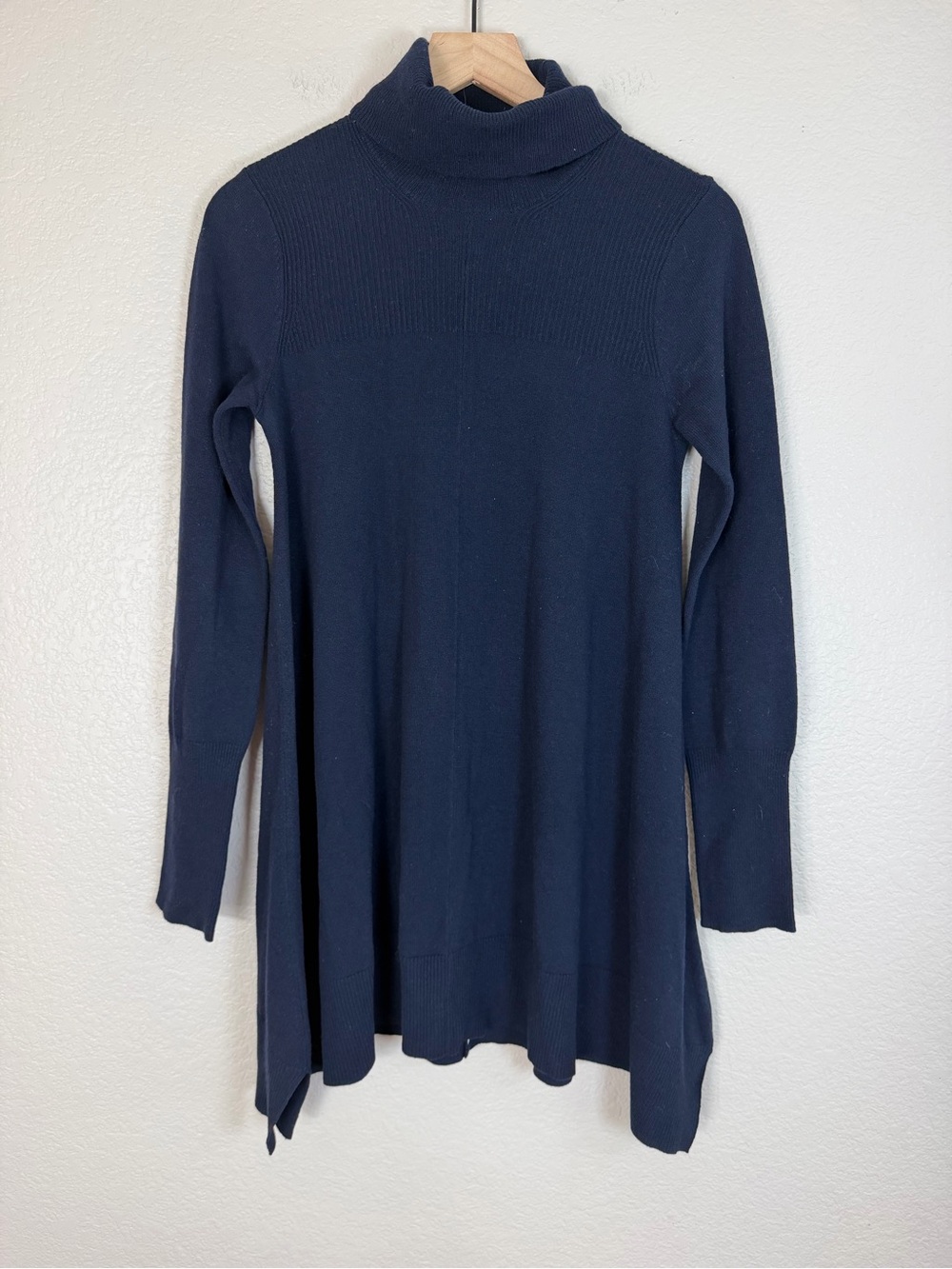 Donna Karan Wool Cashmere Turtleneck Navy Blue Sweater Dress size Small